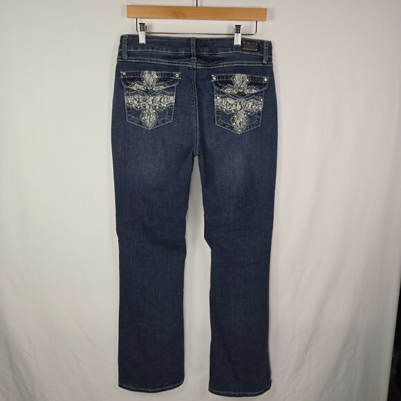 Earl Jean‎ Slim Boot Jeans Women’s 8 Lace Embellished Pockets Denim Blue - Picture 2 of 13